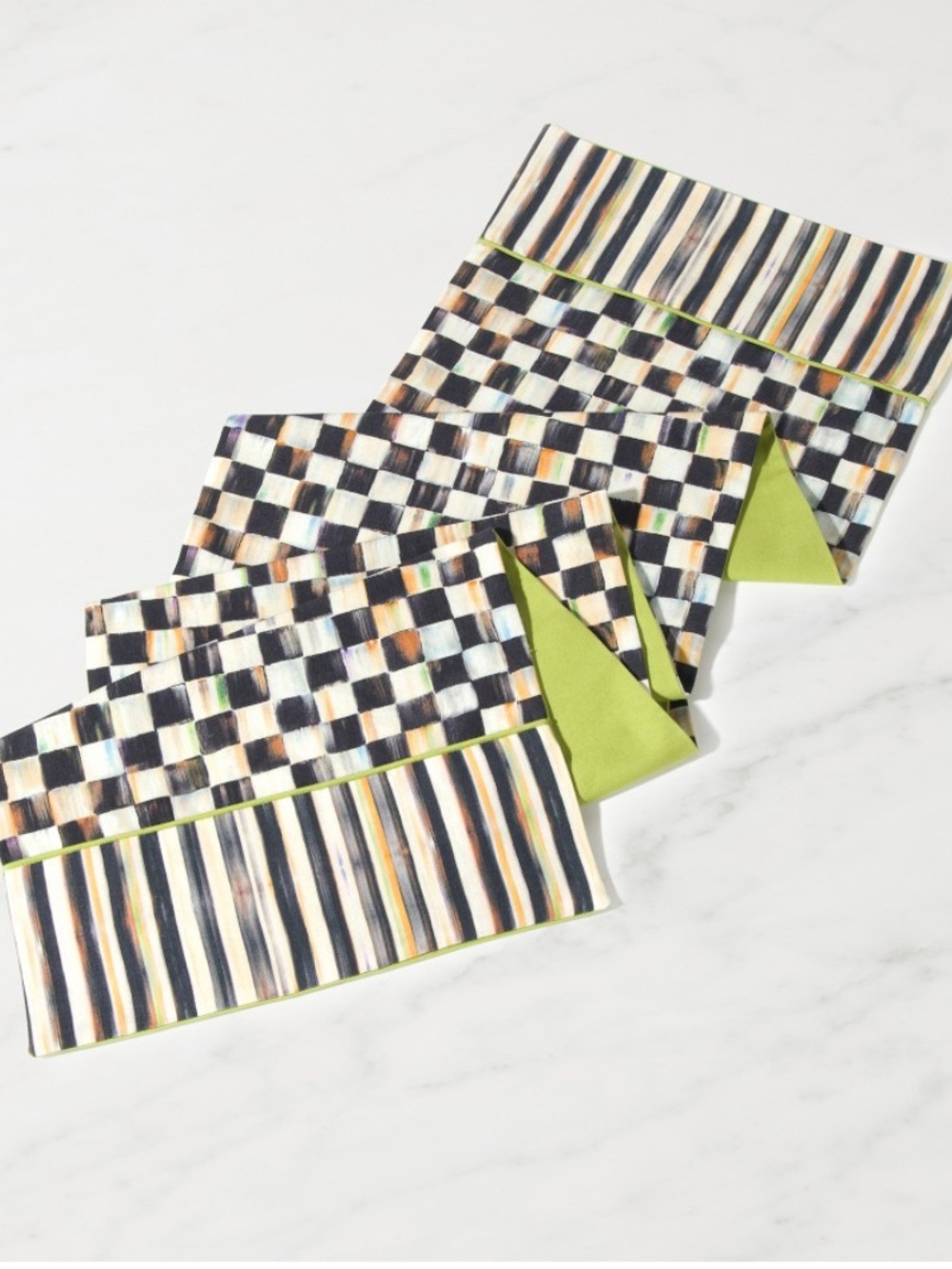 MacKenzie-Childs Courtly Check & Stripe Table Runner.  EUC.